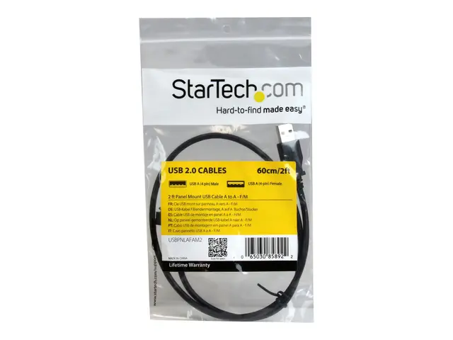StarTech.com 2 ft Panel Mount USB Cable A to F/M - Extension A-Fem...