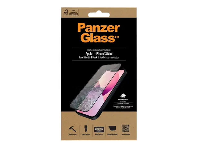 PanzerGlass - Skjermbeskyttelse for mobiltelefon - glass - rammefa...