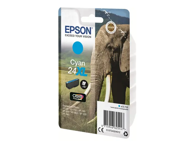 Epson 24XL - 8.7 ml - XL - cyan - original - blære med RF-alarm - ...