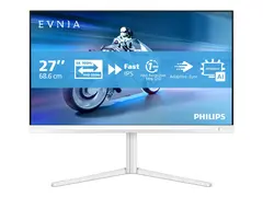 Philips Evnia 5000 27M2N5901A - LED-skjerm gaming - 27&quot; - 3840 x 2160 4K UHD (2160p) @ 160 Hz - Fast IPS - 450 cd/m&#178; - 1000:1 - DisplayHDR 400 - 0.5 ms - 2xHDMI, DisplayPort, USB-C - h&#248;yttalere - hvit