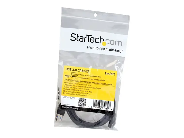 StarTech.com 2m 6ft Slim USB 3.0 A to Micro B Cable M/M - Mobile C...