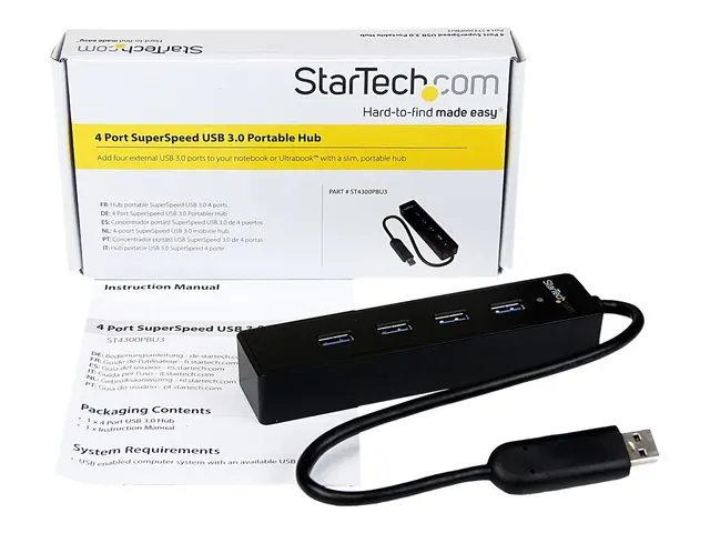 StarTech.com 4-Port USB 3.0 Hub with Built-in Cable - SuperSpeed L...