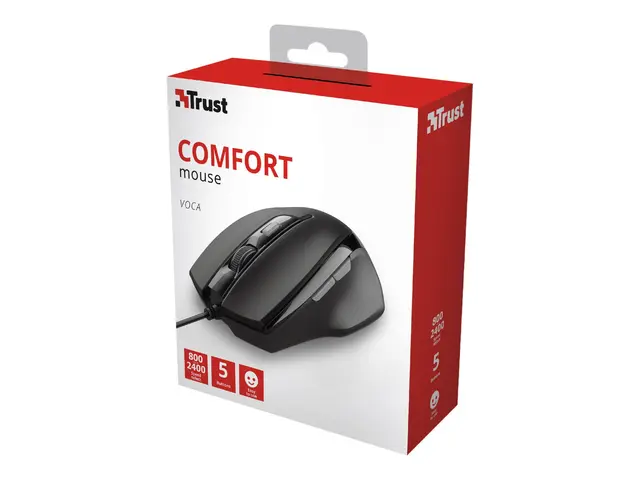 Trust Voca Comfort - Mus - høyrehendt - optisk - 6 knapper - kable...