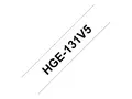 Brother HGE-131V5 - Svart p&#229; blank - Rull (1,2 cm x 8 m) 5 kassett(er) laminert teip for P-Touch PT-9500pc, PT-9700PC, PT-9800PCN; P-Touch R RL-700S