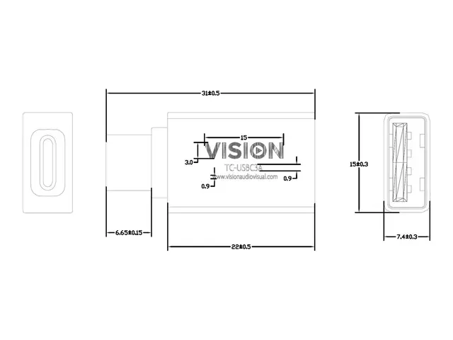 Vision Professional - USB-adapter USB-type A (hann) til USB-C (hun...