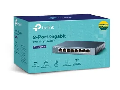 TP-Link TL-SG108 8-port Metal Gigabit Switch - Switch - ikke-styrt...