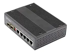 STARTECH.COM Industrial 6 Port Gigabit Ethernet Switch 4 RJ45 +2 SFP slots 30W