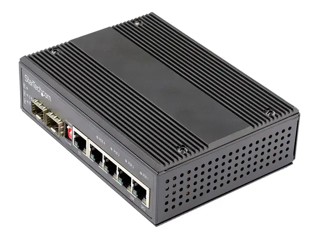 StarTech.com Industrial 6 Port Gigabit Ethernet Switch, 4 PoE RJ45...
