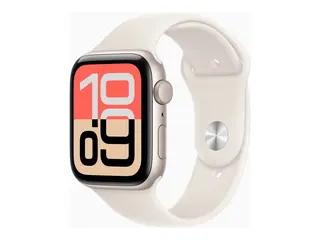 Apple Watch SE 3 (GPS) - 44 mm stjernelysaluminium - smartklokke med sportsb&#229;nd - fluorelastomer - stjernelys - b&#229;ndbredde: S/M - 64 GB - Wi-Fi 4, Bluetooth - 32.9 g