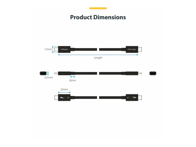 StarTech.com 3ft (1m) Thunderbolt 5 Cable, 80Gbps/120Gbps, Certifi...