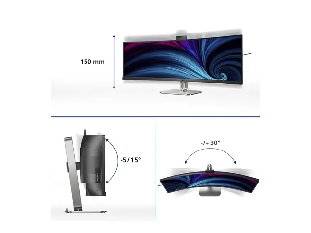 Philips 49B2U6903CH - 6000 Series LED-skjerm kurvet 49" (48.8" syn...