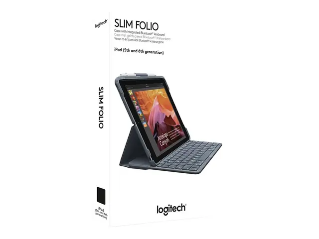 Logitech Slim Folio - Tastatur og folioveske - full size - trådløs...
