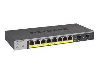 NETGEAR Smart GS110TPv3 - Switch smart - 8 x 10/100/1000 (PoE) + 2 x SFP - stasjon&#230;r, veggmonterbar - PoE+ (55 W) - DC-str&#248;m