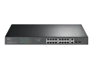 TP-Link JetStream TL-SG1218MP - V1 - switch 16 x 10/100/1000 (PoE+) + 2 x 10/100/1000 + 2 x kombo-Gigabit SFP - rackmonterbar - PoE+ (250 W)