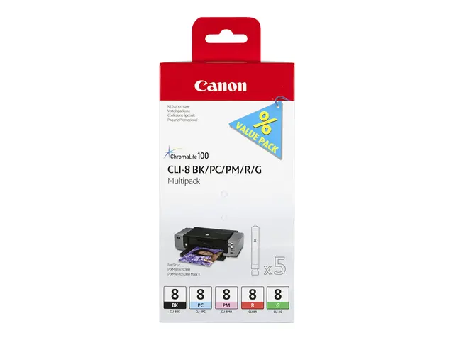 Canon CLI Value Pack 8 Multipack - 13 ml - svart, cyan, magenta, r...