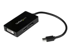 Startech Travel A/V adapter - 3-in-1 Mini DisplayPort to DisplayPort DVI or HDMI converter (MDP2DPDVHD) Video adapter - Mini DisplayPort hann til DVI-D, HDMI, DisplayPort hunn - 15 cm - svart
