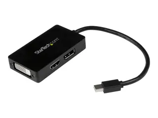 Startech Travel A/V adapter - 3-in-1 Mini DisplayPort to DisplayPort DVI or HDMI converter (MDP2DPDVHD) Video adapter - Mini DisplayPort hann til DVI-D, HDMI, DisplayPort hunn - 15 cm - svart