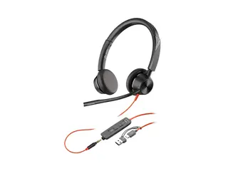 HP Poly Blackwire 3325 - Blackwire 3300 series hodesett - on-ear - kablet - 3,5 mm jakk, USB-C - svart - UC-sertifisert