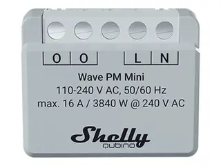 Shelly Wave PM Mini - Smartsvitsj - 1 kanal, lang rekkevidde trådløs - Z-Wave - 868.4 MHz, 864 MHz - lysegrå