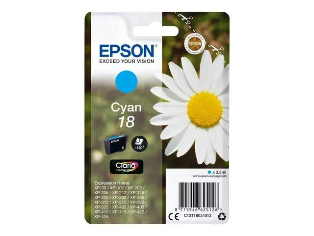 Epson 18 - 3.3 ml - cyan - original - blekkpatron - for Expression...