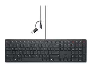 Dell Pro Silent Wired Collaboration Keyboard KB525C Tastatur - USB, USB-C - QWERTY - Spansk - svart - med 3 years NBD Advance Exchange
