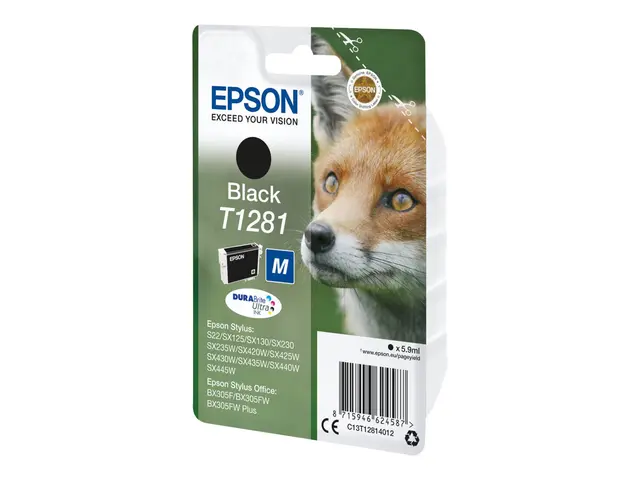Epson T1281 - 5.9 ml - M-størrelse - svart - original - blister - ...