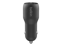 Belkin BoostCharge Dual Charger - Bilstrømadapter 24 watt - 4.8 A - 2 utgangskontakter (USB) - på kabel: Lightning - svart