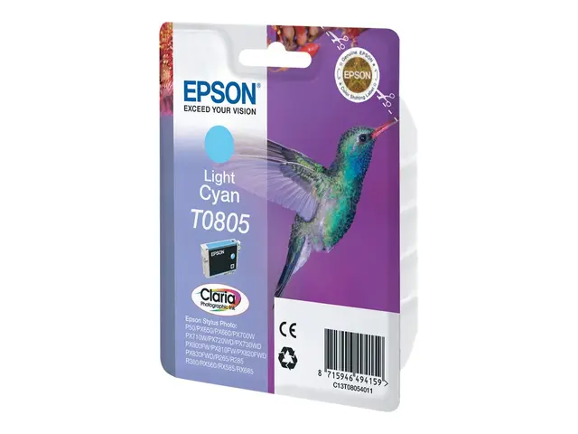 Epson T0805 - Lys cyan - original - blære med RF/lyd-alarm - blekk...