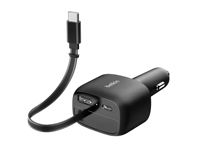 Belkin BoostCharge - Bilstrømadapter retraktabel 75 watt Fast Char...