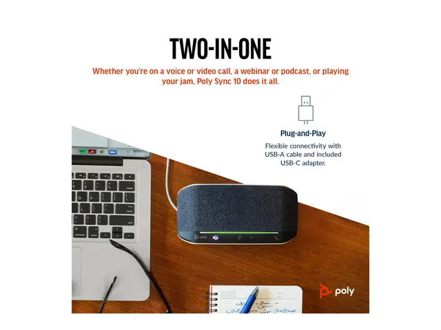 Poly Sync 10 - Høyttalende håndfri telefon kablet USB-A, USB-C sølv