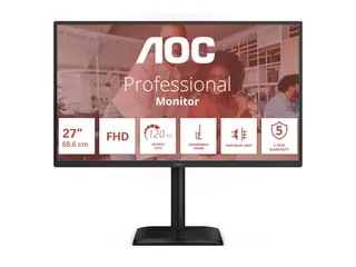 AOC 27E4U - LED-skjerm - 27" - 1920 x 1080 Full HD (1080p) @ 120 Hz IPS - 300 cd/m² - 1500:1 - 4 ms - HDMI, VGA, DisplayPort - høyttalere - svart