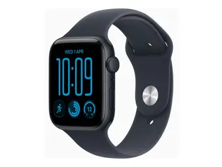 Apple Watch SE 3 (GPS) - 44 mm - midnattsaluminium smartklokke med sportsbånd - gummi - marineblå - båndbredde: S/M - 64 GB - Wi-Fi 4, Bluetooth - 32.9 g