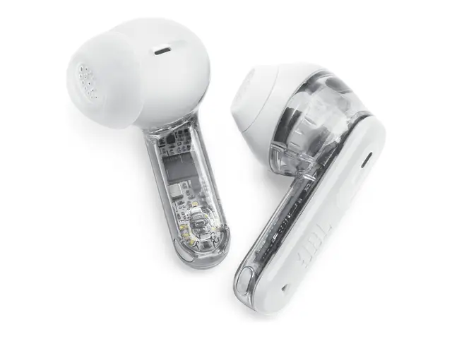 JBL TUNE Flex 2 - Ghost Edition - True wireless-hodetelefoner med mikrofon i øret - Bluetooth - aktiv støydemping - spøkelseshvit 