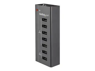 Startech 7 Port USB Charging Station with 5x 1A Ports and 2x 2A Ports Ladestripe + AC-strømadapter - 5 A - 7 utgangskontakter (USB) - svart - Europa