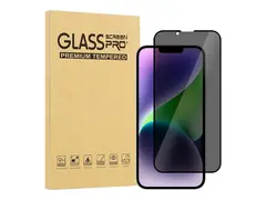 iiglo screenPro+ - Skjermbeskyttelse for mobiltelefon 3D - glass - med personvernsfilter - rammefarge svart - for Apple iPhone 14