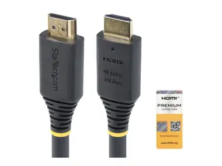 StarTech.com 1.5m (4.9ft) Premium Certified High Speed HDMI Cable, 4K60Hz Premium High Speed - HDMI-kabel med Ethernet - HDMI hann til HDMI hann - 1.5 m - svart - 4K 60Hz st&#248;tte, passiv