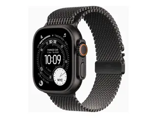 Apple Watch Ultra 3 - 49 mm - svart titan Ja smartklokke med fint strikket l&#248;kke - b&#229;ndbredde: L - 64 GB - LTE, NFC, Wi-Fi 4, UWB, Bluetooth - 5G - 61.8 g