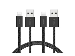 Belkin BoostCharge - Lightning-kabel USB-type A hann til Lightning hann - 1.5 m - svart - flettet kabel (en pakke 2)