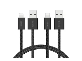 Belkin BoostCharge - Lightning-kabel USB-type A hann til Lightning hann - 1.5 m - svart - flettet kabel (en pakke 2)