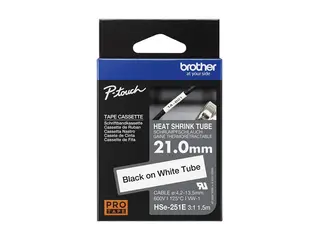 Brother HSe-251E - Svart p&#229; hvitt Rull (2,1 cm x 1,5 m) 1 kassett(er) hengeboks - varmekrympetape - for P-Touch PT-D800W, PT-E550WVP, PT-P700, PT-P750W, PT-P900W, PT-P950NW