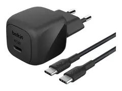 Belkin BoostCharge - Strømadapter - kompakt 45 watt - Power Delivery 3.1, Fast Charge (USB-C) - på kabel: USB-C - med USB-C-kabel (1m)