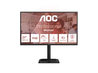 AOC 27E4U - LED-skjerm - 27" - 1920 x 1080 Full HD (1080p) @ 120 Hz IPS - 300 cd/m² - 1500:1 - 4 ms - HDMI, VGA, DisplayPort - høyttalere - svart