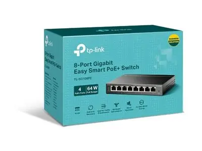 TP-Link Easy Smart TL-SG108PE - Switch smart 4 x 10/100/1000 (4 Po...