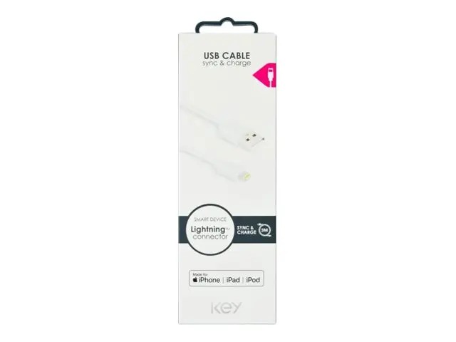 Key - Lightning-kabel Lightning hann til USB 3 m hvit