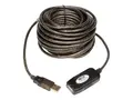 Eaton Tripp Lite Series 10M USB 2.0 Hi-Speed Active Extension Repeater Cable USB-A M/F 33&#39; 33ft 10 Meter USB-forlengelseskabel - USB (hann) til USB (hunn) - USB 2.0 - 10 m - aktiv - gr&#229;