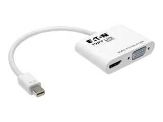 Eaton Tripp Lite Series 6in Mini DisplayPort to HDMI VGA 4K Adapter Converter Cable mDP to HDMI VGA 6&quot; Videokonverter - DisplayPort - HDMI, VGA - hvit