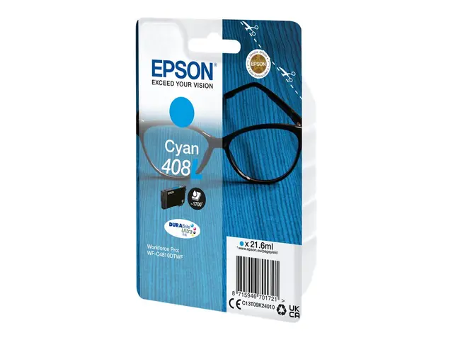Epson 408L - 21.6 ml cyan original blister blekkpatron for WorkFor...