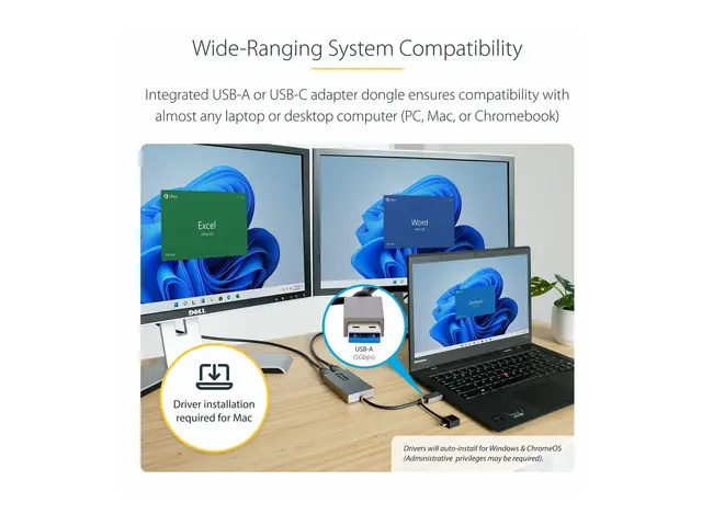 StarTech.com USB to Dual HDMI Adapter, A/C 2x Monitors (1x 4K 30Hz...