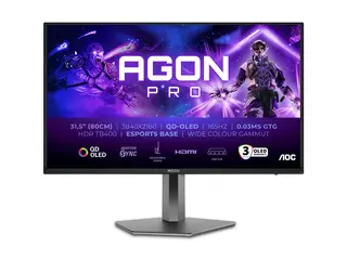 AOC AGON PRO AG326UD - OLED-skjerm gaming - 32&quot; (31.5&quot; synlig) - 3840 x 2160 4K UHD (2160p) @ 165 Hz - 250 cd/m&#178; - 15000000:1 - DisplayHDR 400 True Black - 0.03 ms - 2xHDMI, DisplayPort - h&#248;yttalere - m&#248;rk gr&#229;