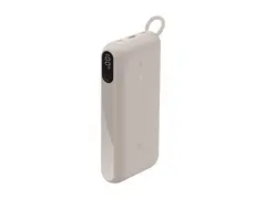 Belkin BoostCharge - Strømbank - med skjerm 20000 mAh - 20 watt - PD - 3 utgangskontakter (2 x USB-C, USB) - på kabel: USB-C - sand
